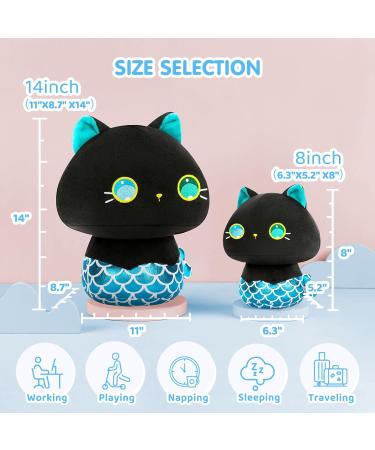 Mewaii 14'' Soft Big Eyed Cat Mermaid Mushroom Pillow Stuffed Animal Plush - Cuddly Mermaid Plush Toy for Kids | 14 Inch - Buy Online on SooperMarket.com