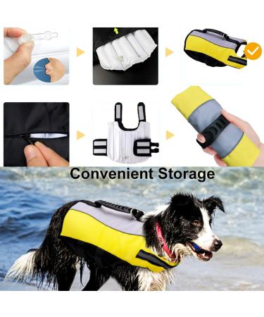 Dog Life Jacket Vest with Detachable Airbags & Buoyancy | Safety Adjustable Swimsuit for Dogs - L Yellow - Buy Online on SooperMarket.com