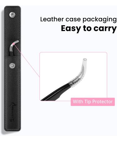 Beauty7 Curved Eyelash Extension Tweezers - Precision Bent Stainless Steel with Case | Ideal for Professional Use - Buy Online on SooperMarket.com