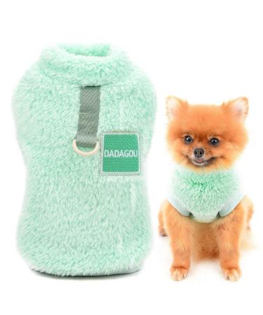 Smalllee_lucky_Store Pets-Sherpa-Fleece sweater vest turtleneck sweater with D-ring soft sweatshirt for small dogs cats puppy yorkie chihuahua warm autumn winter clothing green XL XL green green