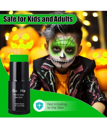 Go Ho Water Based Light Green Face Paint Stick 1.06 Oz - Washable Cream Body Paint for Grinch Costume Makeup, Theater, Halloween, SFX Cosplay - Adults & Children - Buy Online on SooperMarket.com