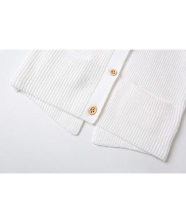SMILING PINKER Toddler Girls Knit Cardigan | Soft & Warm Sweater with Pockets | 12-24 Months, White - Buy Online on SooperMarket.com