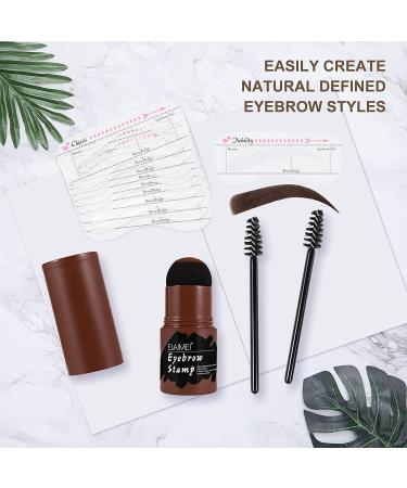 Eyebrow Stamp Shaping Kit with 10 Stencils & 2 Brushes - Long Lasting Brown Black Powder Makeup for Professional Results - Dark Brown Definer Set - Ideal Gift for Women - Buy Online on SooperMarket.com