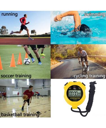 ZCTIMYI Digital Stopwatch Timer - Mute, Large Display, Easy-to-Use - Ideal for Coaches, Swimming, Running - Yellow - Buy Online on SooperMarket.com