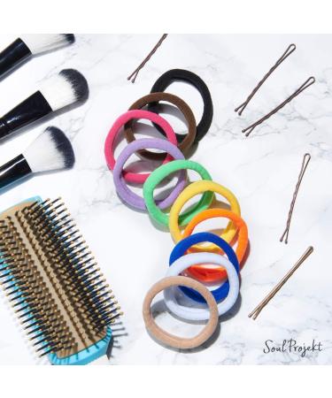 Soul Project Hair Ties - 50 Pack No Metal Elastic Bands for All Hair Types Perfect for Ponytails Buns School Gym & Work | Multi-Color 8mm Hair Accessories for Girls & Women - Buy Online on SooperMarket.com