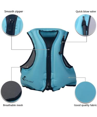 OMOUBOI Inflatable Snorkel Vest for Adults - Blue | Buoyancy Jacket for Kayaking, Swimming & Snorkeling | Portable Diving Gear | 96-220 lbs - Buy Online on SooperMarket.com