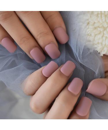 Dried Rose Matte Short Square Acrylic False Nails - 24pcs Set | International Shipping - Buy Online on SooperMarket.com