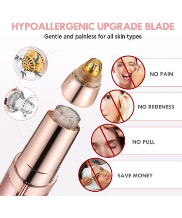 Rechargeable Electric Eyebrow Hair Remover for Women - Painless Hair Removal Razor with 2 Replacement Heads - Buy Online on SooperMarket.com