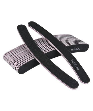 Uraqt 15 pieces nail files 180/240 nail files double -sided double -sided disposable nail file nail files for gel nails nail files disposable core in purple banana file tools & accessories (black) black 180/240 grit 180/240 grit