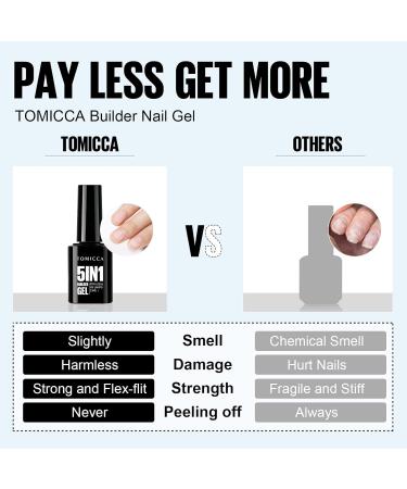 TOMICCA 5 in 1 Builder Nail Gel - Clear 15ML | Strengthening & Repair Gel for Hard Nails Tips & Extensions - Nail Art Decoration - Buy Online on SooperMarket.com