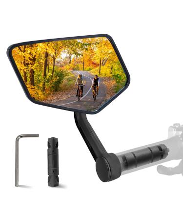 Arkham Bicycle mirror Schlagfroße Real glass HD extra large mirror area bike mirror for left handlebar 15-20mm rearview mirror for e-bike universal bicycle backing mirror foldable diamond left