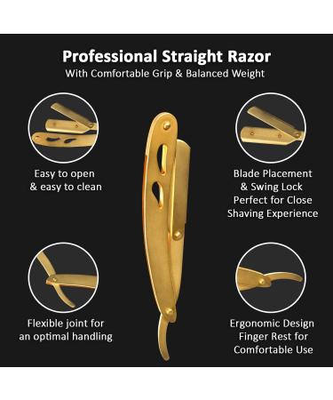Professional Straight Edge Razor for Men + 100-Pack Derby Blades | Single Blade Shaving Razor - Buy Online on SooperMarket.com