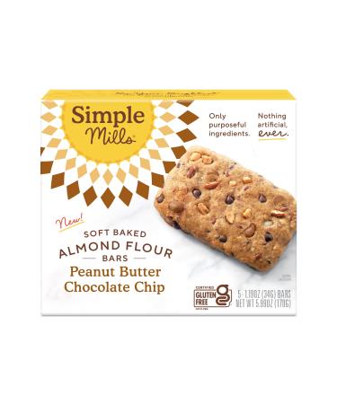 Simple Mills Soft Baked Almond Flour Bars Peanut Butter Chocolate Chip  5 Bars 1.19 oz (34 g) Each