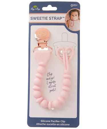 Itzy Ritzy Silicone Pacifier Clip - Pink & Rose Gold, 100% Silicone Strap with Clip for Pacifiers, Teethers, and Toys - Buy Online on SooperMarket.com