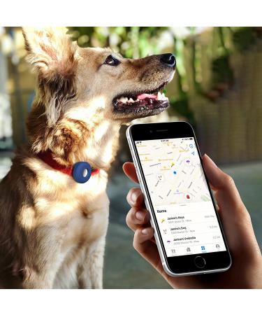 AirTag Dog Collar Holder (2 Pack) - Silicone Pet Collar Case for Apple Airtags - Anti-Lost Air Tag Cover for Cat & Dog Collars - Compatible with Collar Charms - Large Size - Black/Blue - Buy Online on SooperMarket.com