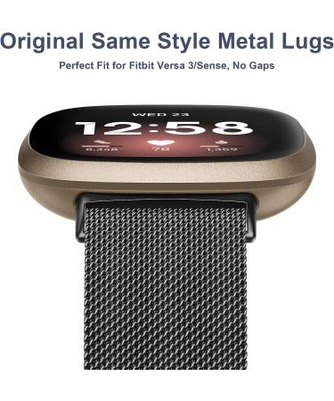 YILED Stainless Steel Mesh Band for Fitbit Versa 3/Sense - Large Black - Buy Online on SooperMarket.com