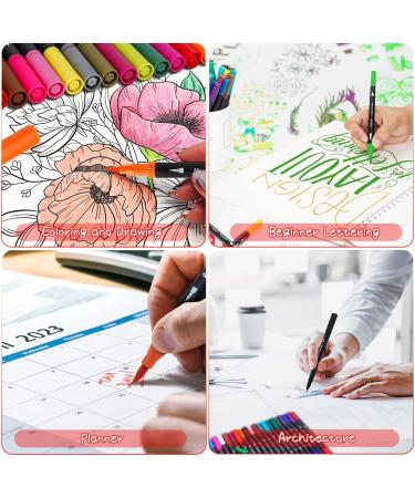 Dual Tip Brush Marker Set - 36 Vibrant Colors for Adult Coloring and Hand Lettering - Buy Online on SooperMarket.com