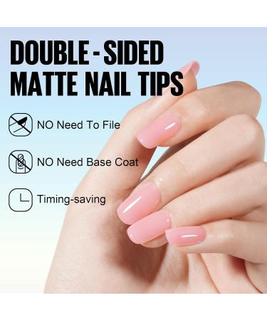 TOMICCA 180PCS Short Square Soft Gel Nails Tips - Matte Finish, 3 in 1 Base Coat, Pre-colored Press On Nail Tips for Nail Art Extensions - Pink - Buy Online on SooperMarket.com