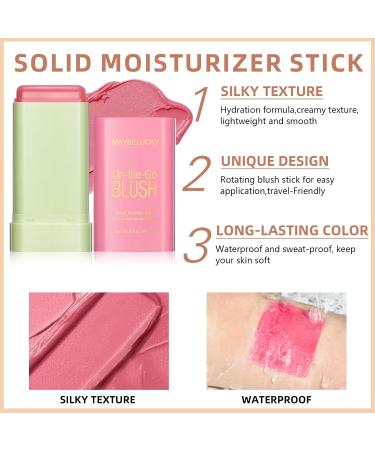Newbang Glow Blush Stick 2 Pack - Multi-Purpose Cream Rouge for Cheeks Waterproof Natural Matte Blush Travel-Friendly Tinted Moisturizer in Shy Pink - Buy Online on SooperMarket.com