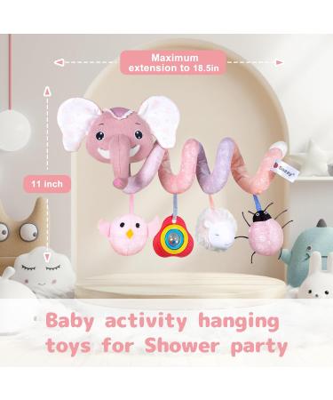 Buy Koty Autositz Plush Baby Spiral Toy - Pink Elephant with Music Box for Strollers & Cots - Perfect Infant Rattles & Teething Toy - Buy Online on SooperMarket.com