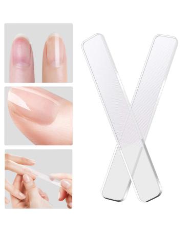 PrettyDiva Glass Nail Shiner - 2PCS/Set Nano Glass Nail Files and Buffer for Adult Kids Crystal Clear Nail Shiner Polisher for Natural Fingernails Toenails