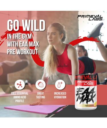 Primeval Labs EAA Max BCAA Cherry Lemonade Powder - Muscle Recovery & Hydration - Keto Friendly - 30 Servings - Buy Online on SooperMarket.com