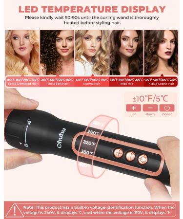 5 in 1 Curling Iron Set - Ohuhu Curling Wand with Interchangeable Ceramic Barrels LED Display & Heat Protective Glove for Perfect Curls - Buy Online on SooperMarket.com