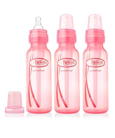 Dr. Brown's Girls' 6-Pack 8 oz. Bottles - 3 Lavender, 3 Pink - Natural Flow Design - Buy Online on SooperMarket.com