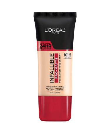 L'Oral Paris Makeup Infallible Pro-Matte Liquid Longwear Foundation, Ivory Buff 101.5, 1 fl oz. 101.5 Ivory Buff