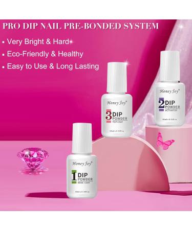 Honey Joy Dip Powder Nail Kit Starter Set - 4 Colors Hot Pink Glitter Dipping Powder Liquid with Base Top Coat Activator - Nail Art Manicure Salon DIY - No LED Lamp Needed - Dip-7pcs-01 - Buy Online on SooperMarket.com