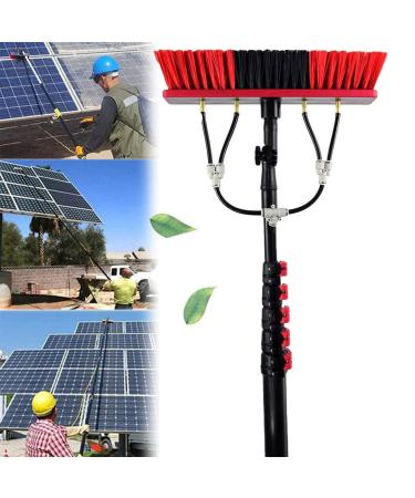 Window Cleaning Pole Window Cleaner Kit Water/Hose Fed Pole Window Cleaning Brush Equipment Water Fed Telescopic Brush for Window Cleaning Photovoltaic Panel Cleaning Trucks 55cm Brush Head 11M/36FT