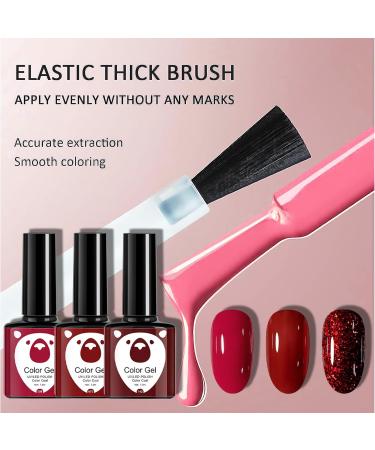 Red Gel Nail Polish Set Glitter Dark Red Burgundy Cherry Red Gel Polish Sets Soak Off LED/UV Lamp Manicure Long Lasting Nail Varnish Kit for Christmas Women Nail Art Salon DIY Home - Buy Online on SooperMarket.com