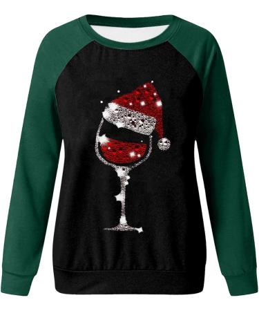 Women's Christmas Snowman & Penguin Print Sweatshirt - Green XL | Cozy O-Neck Pullover for Winter | Cute Festive Holiday Raglan Top - Buy Online on SooperMarket.com