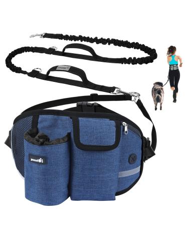 Pecute jogging leash dogs with belly belt powers of dog leash for large and medium -sized dogs leash dog with belt bag elastic running leash for dogs dog leash for running jogging blue up to 110kg
