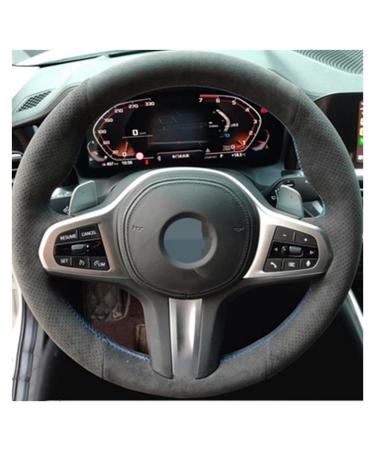 Steering Wheel Protector For M G30 G31 G32 G20 G21 G11 G12 G14 G15 G16 For X3 G01 For X4 G02 For X5 G05 For X7 G07 Car Steering Wheel Cover Suede Leather Wheel Sleeve Protector (Size : 18)