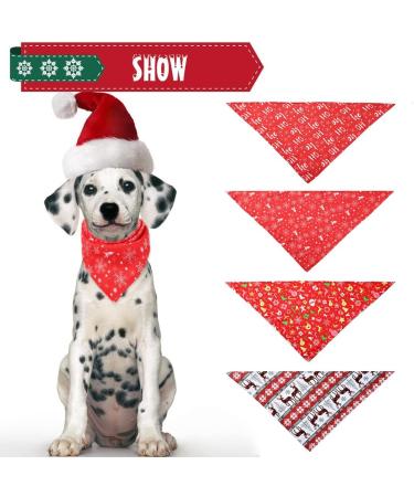 Dog Bandanas 4 Pack Dog Christmas Bandana Classic Buffalo Plaid Pets Scarf Triangle Bibs Neckerchief Set Pet Costume Accessories Decoration for Small Medium Large Dog and Cats 4PC Xmas - Buy Online on SooperMarket.com