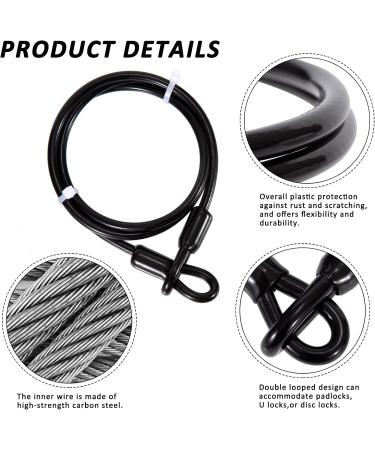 Buy Slope Cable Steel Cable with Eyelet - 1m Long 6mm Thick Black - 2 Pieces for Bicycle Trailer Security - Buy Online on SooperMarket.com