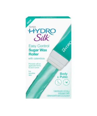 Schick Hydro Silk Sugar Wax Roller for Body + Pubic | Roll On Wax Kit, Soft Wax, Hair Removal Wax, Body Wax Kit, Bikini Line Hair Removal Sugar Wax Roller  Body & Pubic