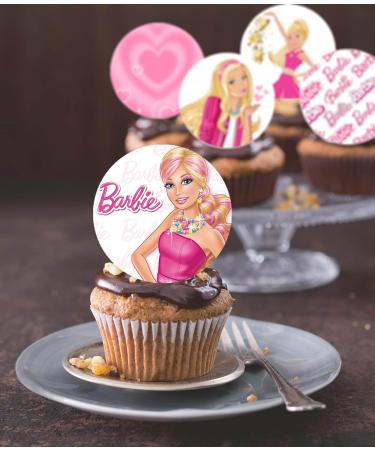 Pre-Cut Barbie 6B Edible Stand up Wafer/Rice Paper Cupcake Cake Toppers Birthday Party Pink Decorations (24) - Buy Online on SooperMarket.com