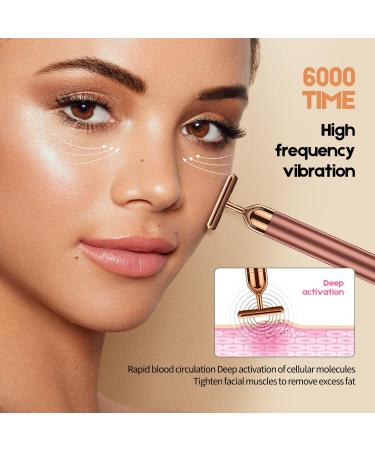 Beauty Bar 2-in-1 24k Golden Pulse Facial Massager | Electric Roller & T Shape Arm Eye Nose Head Massager | Skin Care Tool Kit - Buy Online on SooperMarket.com
