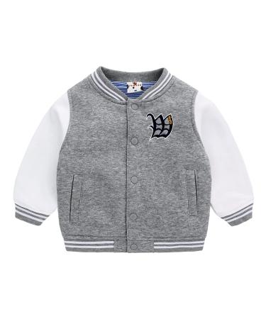 famuka Baby Boys Girls Clothes Spring Jacket Kids Baseball Suit Coat 6-12 Months Grey