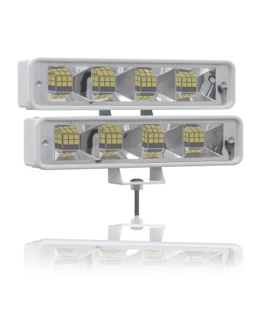 Marine Mate Waterproof Led Boat Lights, 2 Lights 72W Waterproof Tested Deck/Dock Marine Lights 4000LMS 120Flood Light, 6.3inch, 12/24 V Led Light Bar. 50,000 Working Hours.