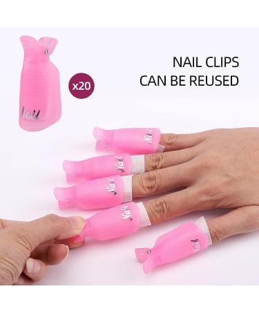 Gel Nail Polish Remover Kit: 600 Pink Lint Free Wipes, 20 Remover Cap Clips, 100/150 Nail Files, Buffer Block - Pink - Buy Online on SooperMarket.com