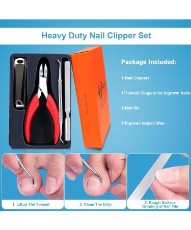 Orelex Nail Scissors & Cutters for Ingrown & Curly Nails - Ergonomic Stainless Steel Fingernail Clipper with Nail File - Professional Quality - Buy Online on SooperMarket.com