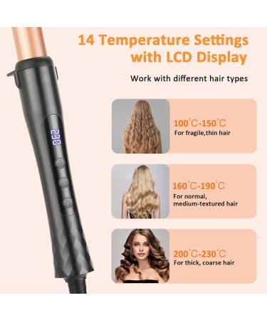 LXMTOU 25mm Ceramic Curling Wand - Professional 1 Inch Curling Iron for Short to Long Hair, Clampless Design, Adjustable Temperature, Dual Voltage - Buy Online on SooperMarket.com