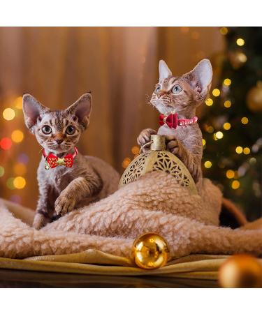 Azuza 2 Pack Cat Collar Breakaway with Bell and Removable Bowtie - Adjustable from 8-12 inches - Christmas Gift Set - Buy Online on SooperMarket.com