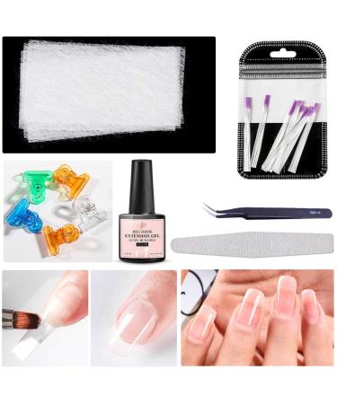 Magical Silk Fiberglass Nail Extension Kit with Building Gel - Nail File, Tweezers, Nail Tips Clip Included - Buy Online on SooperMarket.com