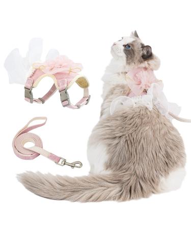 Cat Harness And Leash Set Escape Proof Travel Cat Harness For Small Cat And Large Cat Pink Color Junsirs (Pink S: 7.09"-8.66"(18-22cm)) Pink S: 7.09"-8.66"(18-22cm)