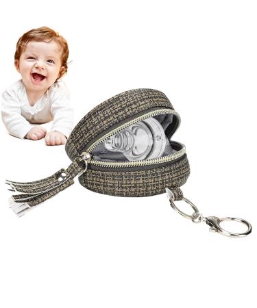 Botiniv pacifier bag pacifier-trailer pod with closure for easy attachment to a diaper bag or handbag |Key Pod key trailer pod for diaper bag dark brown
