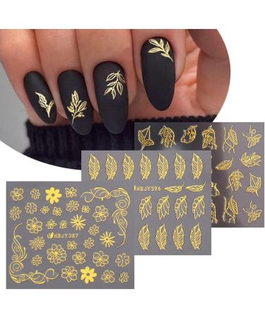 Gold Flower 3D Metallic Nail Art Stickers - Self-Adhesive Decals for Luxury Nail Designs - Women's Nail Art Decoration - Buy Online on SooperMarket.com
